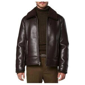 NEW ANDREW MARC Cadman Aviator Jacket in brown for men 1025 8m4